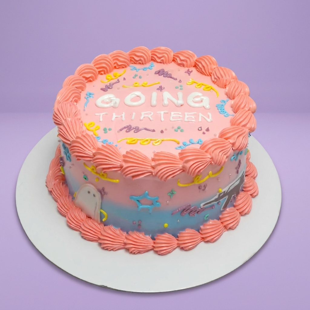 Going Thirteen Doodle Cake Design