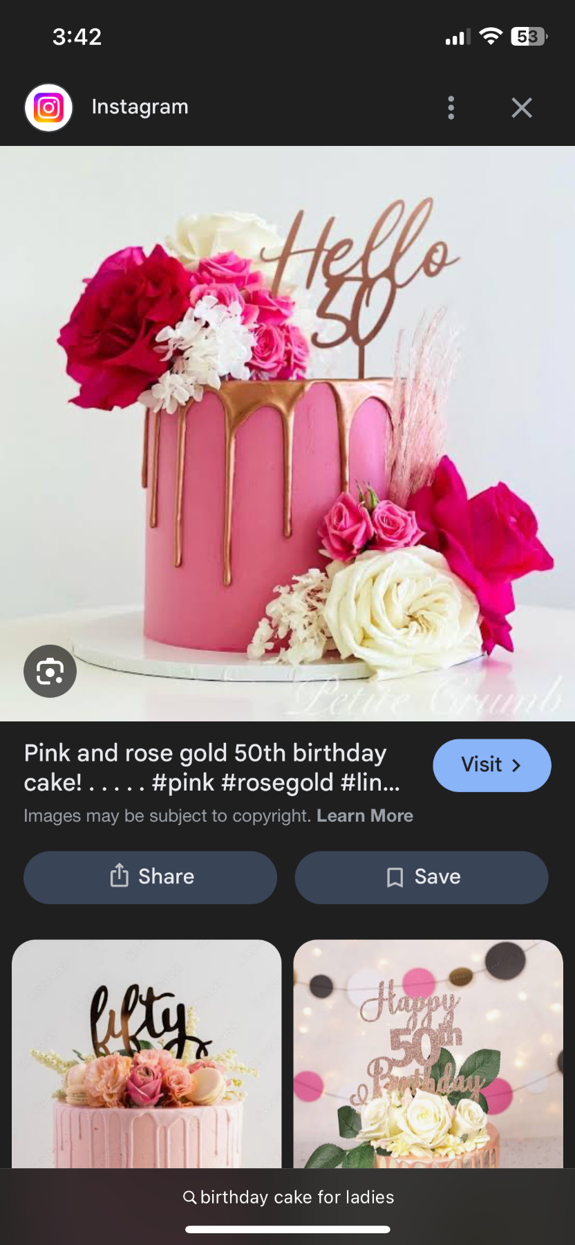 Pink Floral 50th Birthday