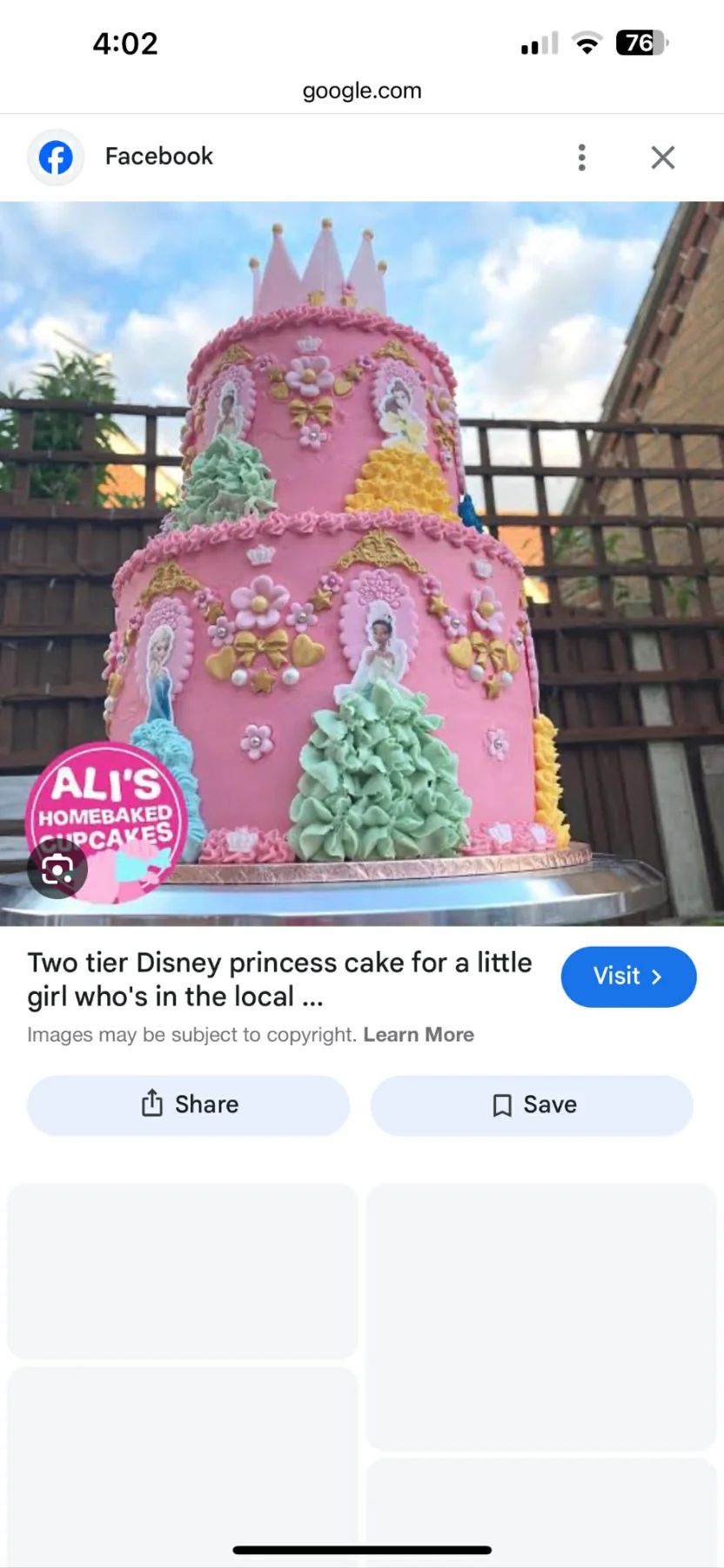 Disney Princess 2 Tier - pink, gold, white theme with Pink fondant crown with gold tips and Disney Princess character cutouts