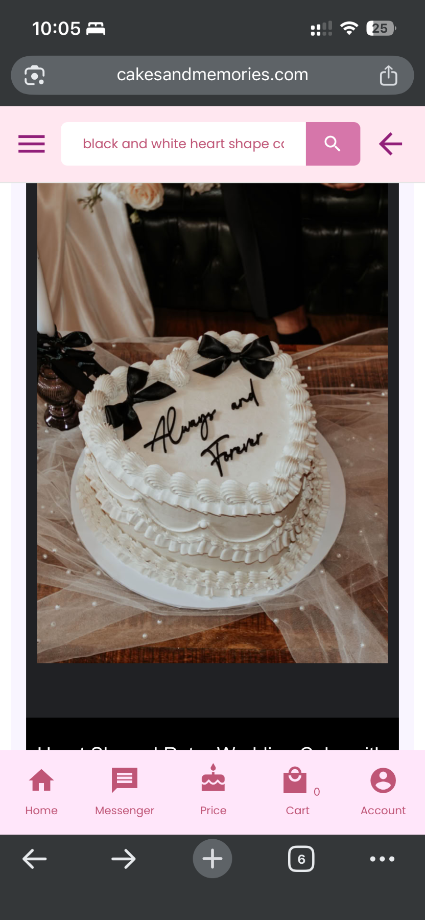 Heart Wedding 1 Tier - black theme with Always and Forever script topper and Black ribbon bows